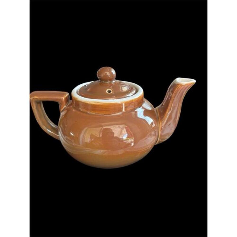 Fraunfelter Ohio Ceramic Mini Single Serving Teapot With Lid Brown 301 1/2